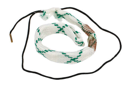 Hoppe's BoreSnake Den 12 gauge shotgun bore cleaner features dual brass brushes and a caliber marked carrier.